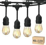 Svater 48FT Commercial Grade Outdoor String Lights Heavy-Duty Edison Bulbs