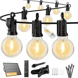 Brightown 108FT Solar String Lights Outdoor with Remote and USB Port