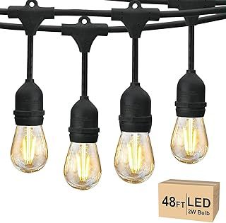 Svater 48FT Commercial Grade Outdoor String Lights Heavy-Duty Edison Bulbs
