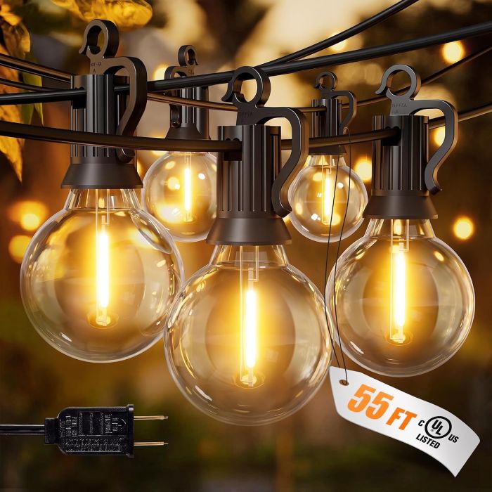 Brightown 55FT Outdoor String Lights G40 Shatterproof Globe Patio Lights