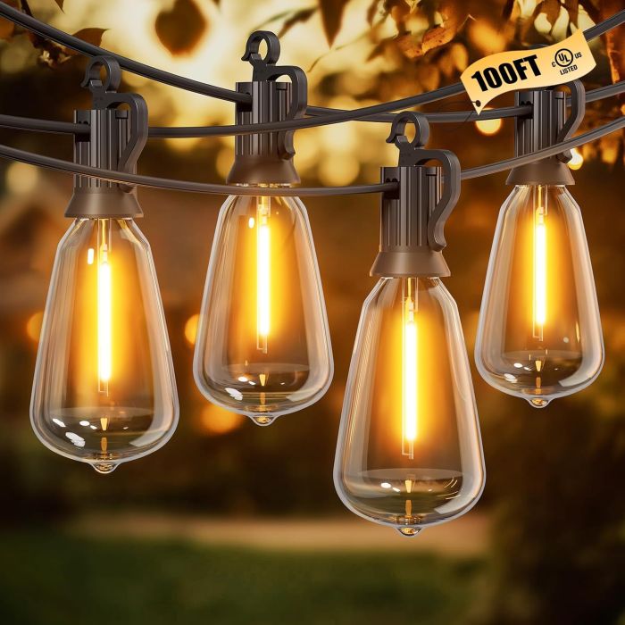 Brightown 100FT ST38 Outdoor String Lights Dimmable and Shatterproof